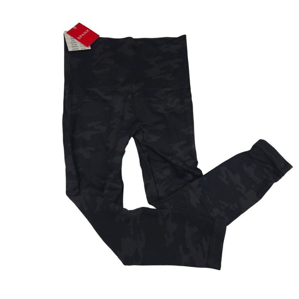 Spanx Camo Print Cropped Lamn Seamless Leggings Womens Size S Black Gray